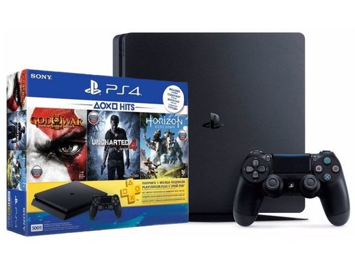 Ігрова консоль PlayStation 4 Slim 500 Gb Black(HZD+GTS+UC4+PSPlus 3М)