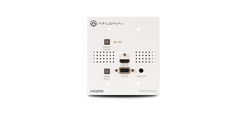 Wallplate HDBaseT transmitter with three inputs for HDMI and VGA ATLONA AT-HDVS-150-TX-WP